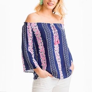 NWT Southern Tide Mackenzie Women’s Off The Shoulder Floral Blouse Top Large